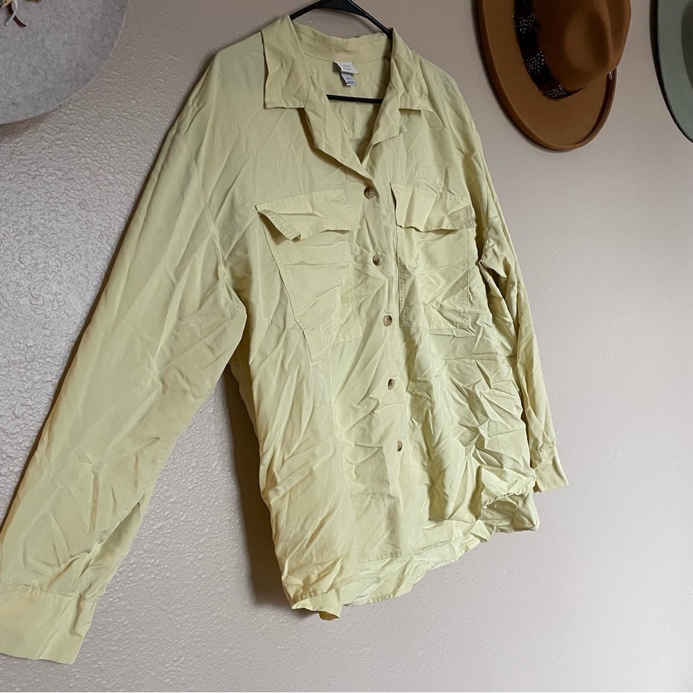 WOMENS - A NEW DAY - Light Yellow Classic Fit Button-down Shirt - Lightweight